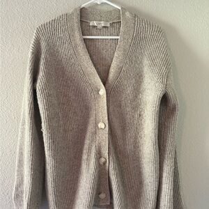 LOFT Women's Tan Ribbed Cardigan